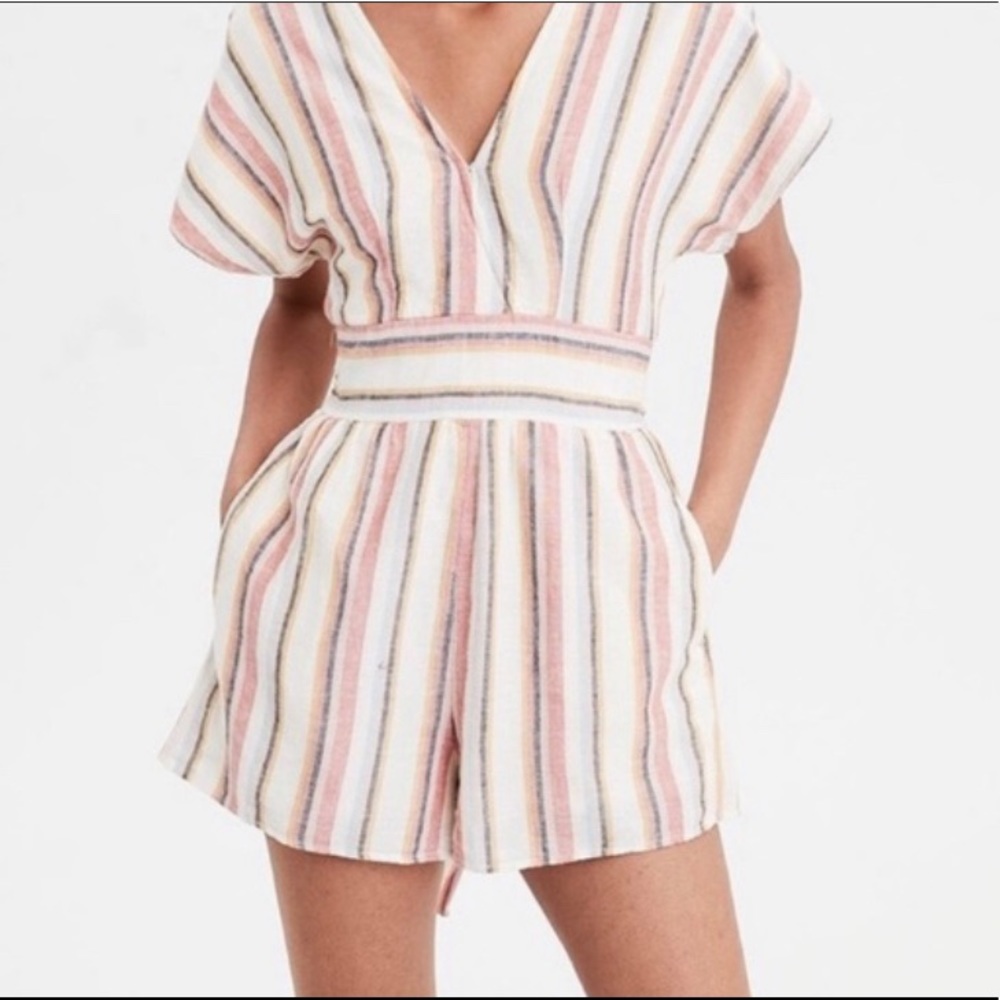 American Eagle Striped Romper